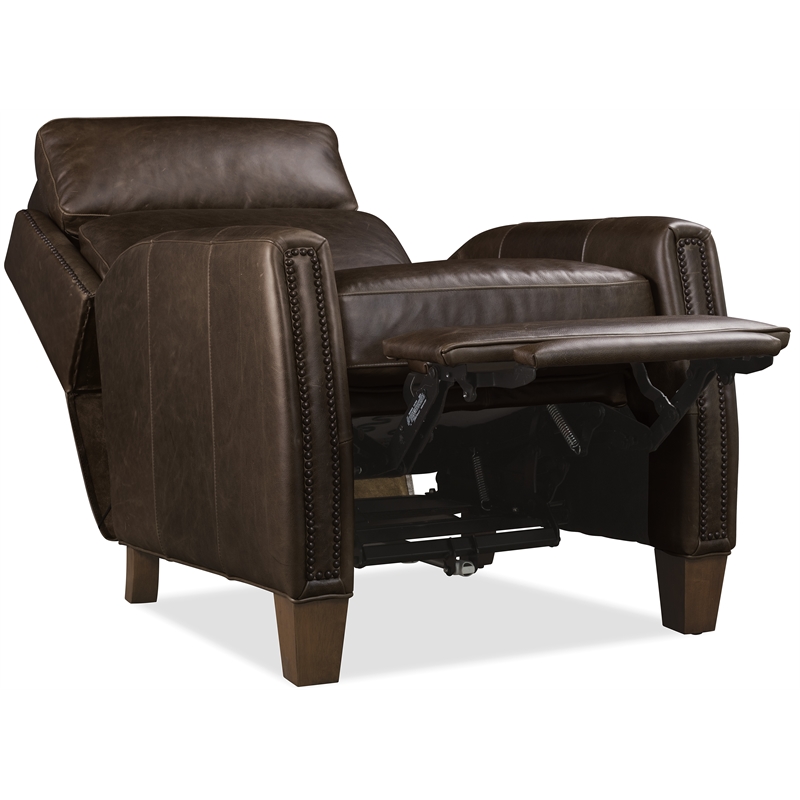 Bowery Hill Power Recliner with Pop-Up Headrest in Brown Leather