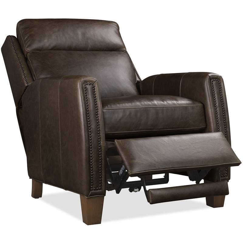 Bowery Hill Power Recliner with Pop-Up Headrest in Brown Leather