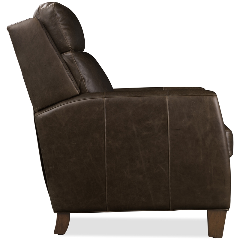 Bowery Hill Power Recliner with Pop-Up Headrest in Brown Leather