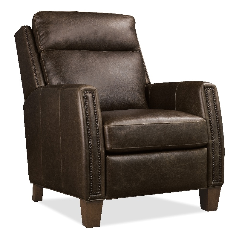 Bowery Hill Power Recliner with Pop-Up Headrest in Brown Leather