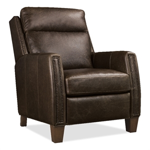 Bowery Hill Power Recliner with Pop-Up Headrest in Brown Leather