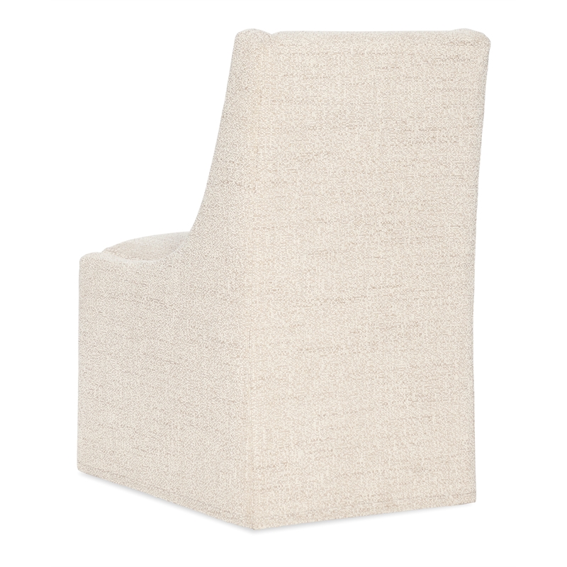 Bowery Hill Castered Upholstered Dining Side Chair in Beige Fabric