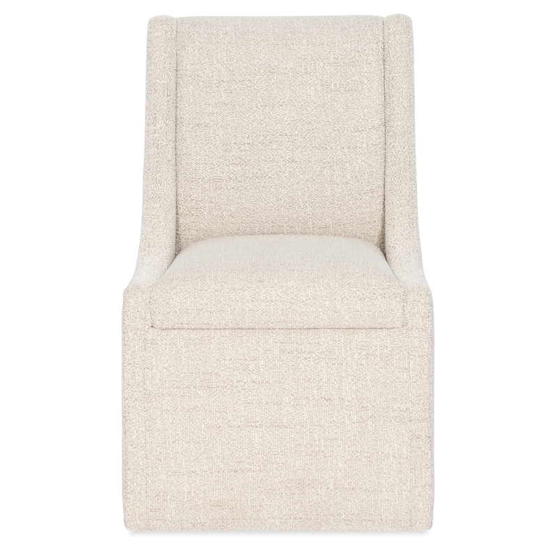 Bowery Hill Castered Upholstered Dining Side Chair in Beige Fabric