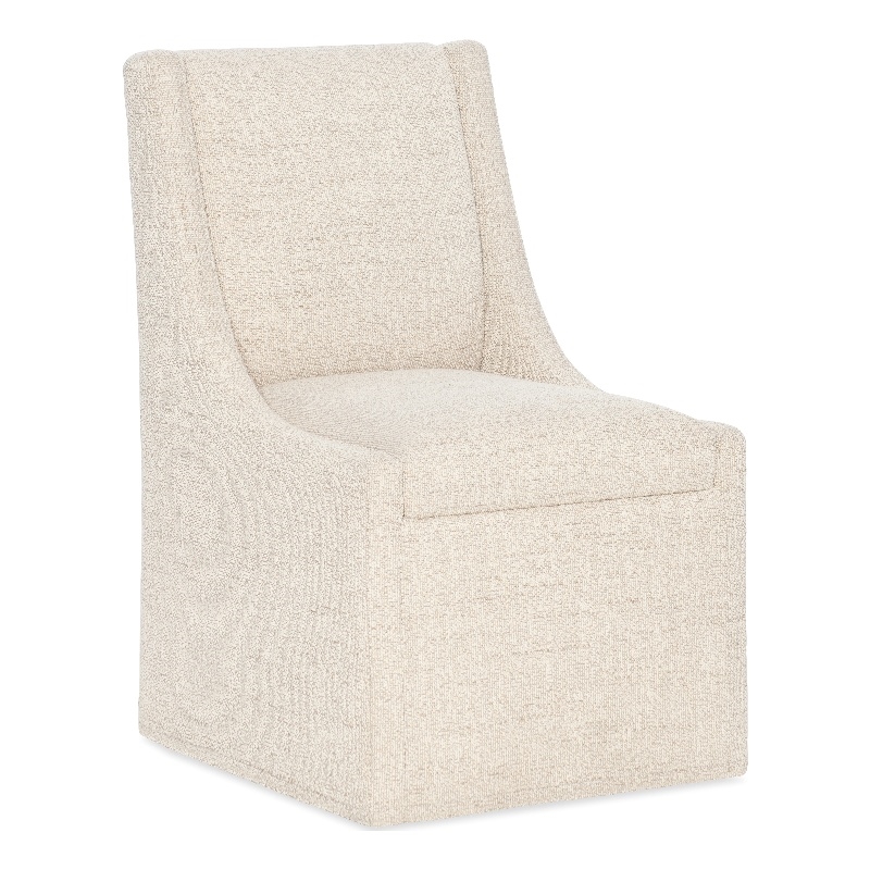 Bowery Hill Castered Upholstered Dining Side Chair in Beige Fabric