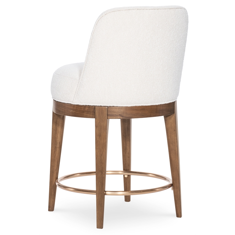 Bowery Hill Mixed-Material Swivel Counter Stool in Beige Fabric