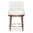 Bowery Hill Mixed-Material Swivel Counter Stool in Beige Fabric