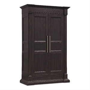 Bowery Hill Bar-Pull Wardrobe with Hidden Storage in Black Wood
