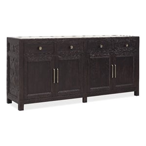 Bowery Hill 4-Door 4-Drawer Buffet with Stone Top in Black Wood