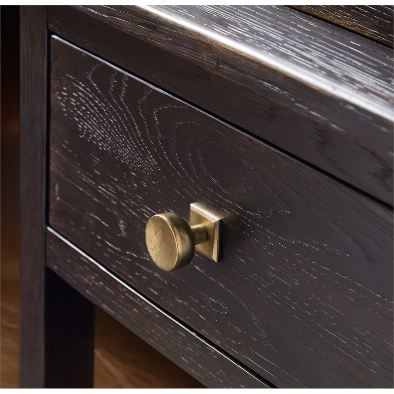 Bowery Hill Display Sideboard with Glass Doors in Black Wood