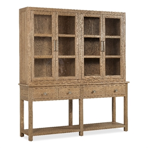 Bowery Hill Display Sideboard with Glass Doors in Light Brown