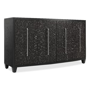 Bowery Hill 4-Door Credenza with Two-Tone Veneer Doors in Black