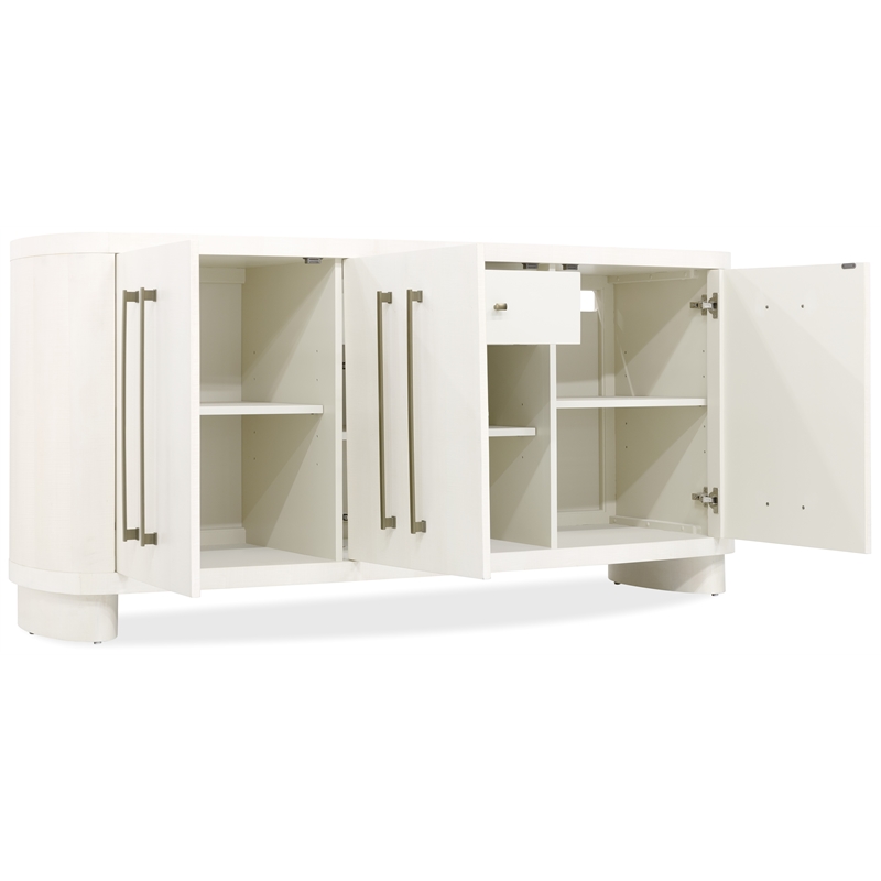 Bowery Hill Bow-Front 3-Door Credenza in Cream Maple Wood Finish