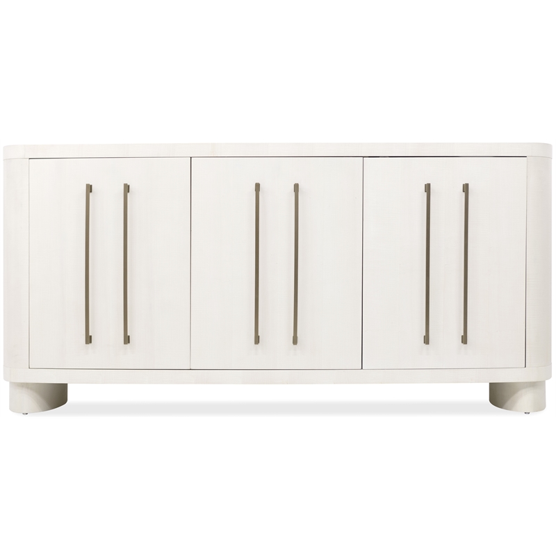Bowery Hill Bow-Front 3-Door Credenza in Cream Maple Wood Finish