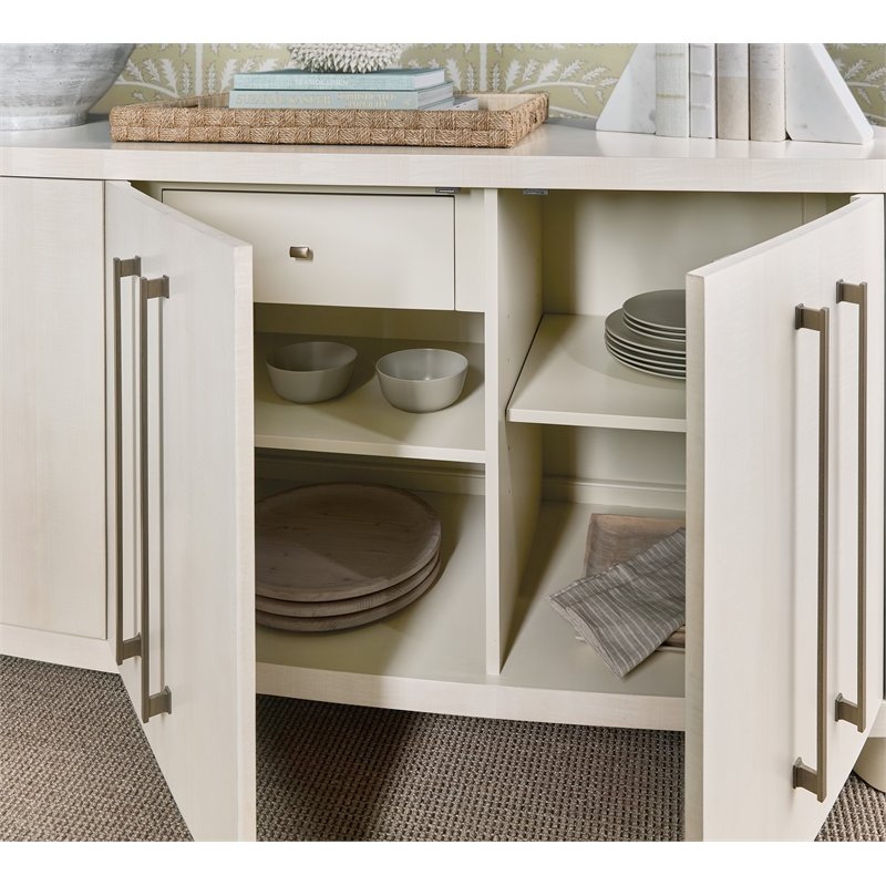 Bowery Hill Bow-Front 3-Door Credenza in Cream Maple Wood Finish
