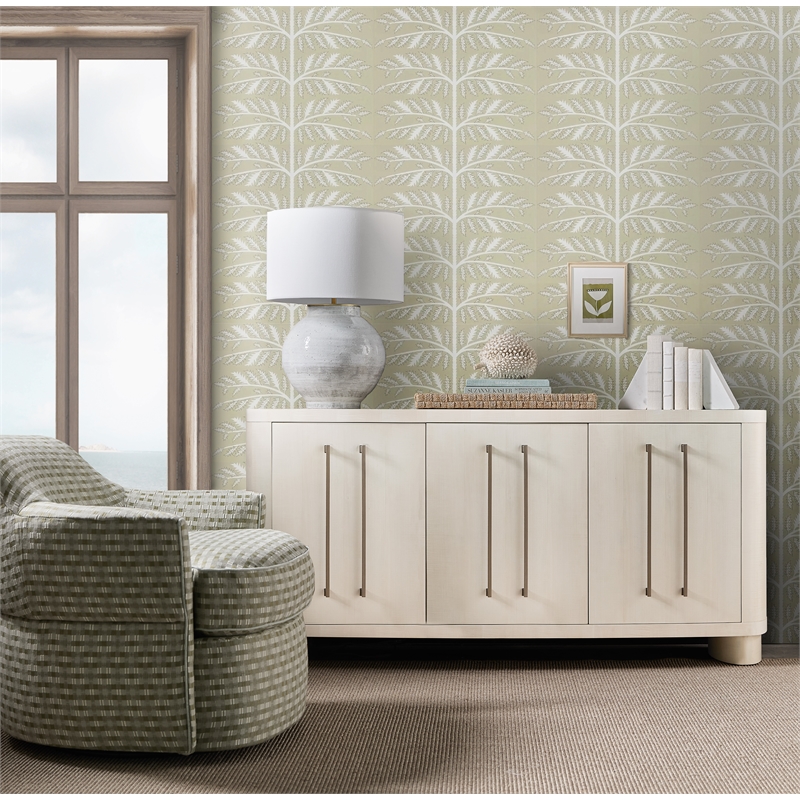 Bowery Hill Bow-Front 3-Door Credenza in Cream Maple Wood Finish