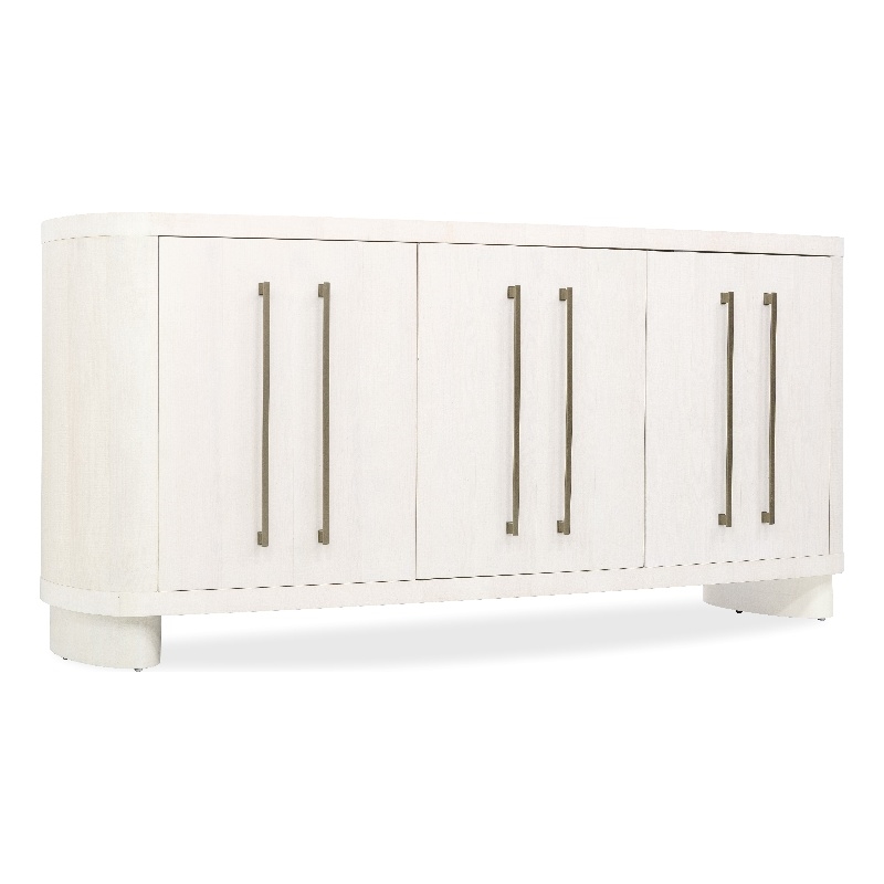 Bowery Hill Bow-Front 3-Door Credenza in Cream Maple Wood Finish