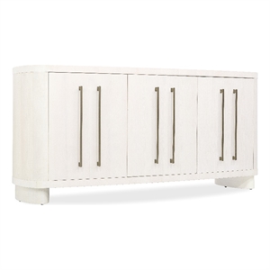 Bowery Hill Bow-Front 3-Door Credenza in Cream Maple Wood Finish
