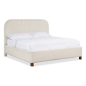 Bowery Hill California King Upholstered Bed in Soft Beige Fabric