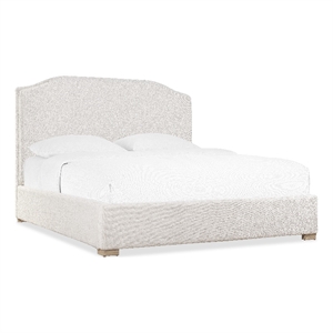 Bowery Hill California King Upholstered Bed in Beige with Wood Feet