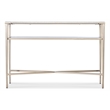 Bowery Hill Console Table with White Stone Top and Glass Shelf