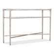 Bowery Hill Console Table with White Stone Top and Glass Shelf