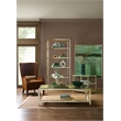 Bowery Hill End Table with Glass Top and Cane Shelf on Steel Base