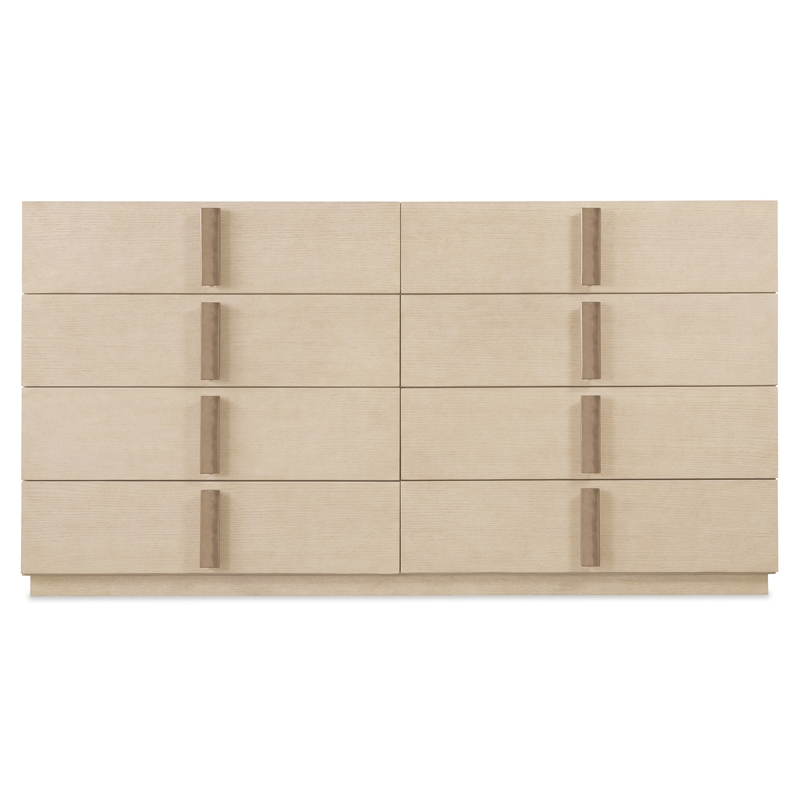 Bowery Hill 8-Drawer Dresser in Natural Wood with Bar Hardware