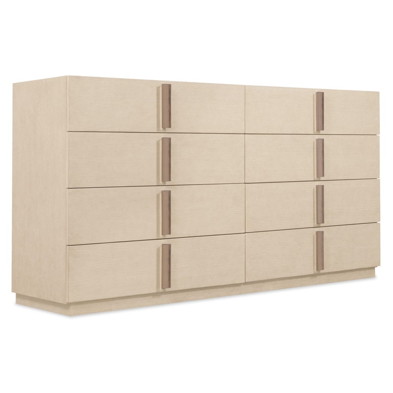 Bowery Hill 8-Drawer Dresser in Natural Wood with Bar Hardware