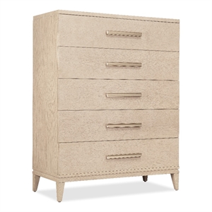 Bowery Hill 5-Drawer Chest in Natural Wood with Tapered Legs