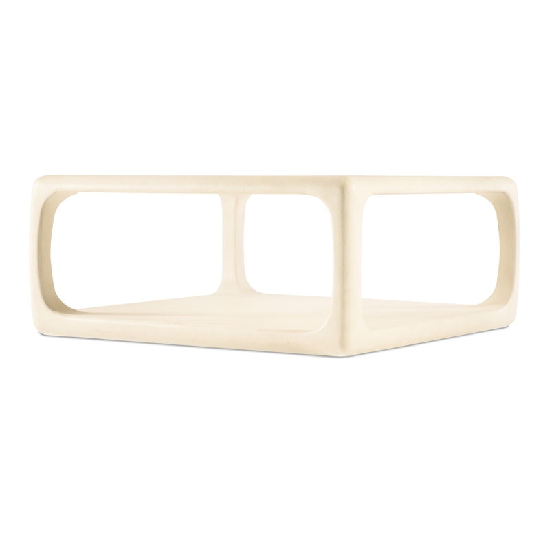 Bowery Hill Square Cocktail Table with Casters in Cream Wood