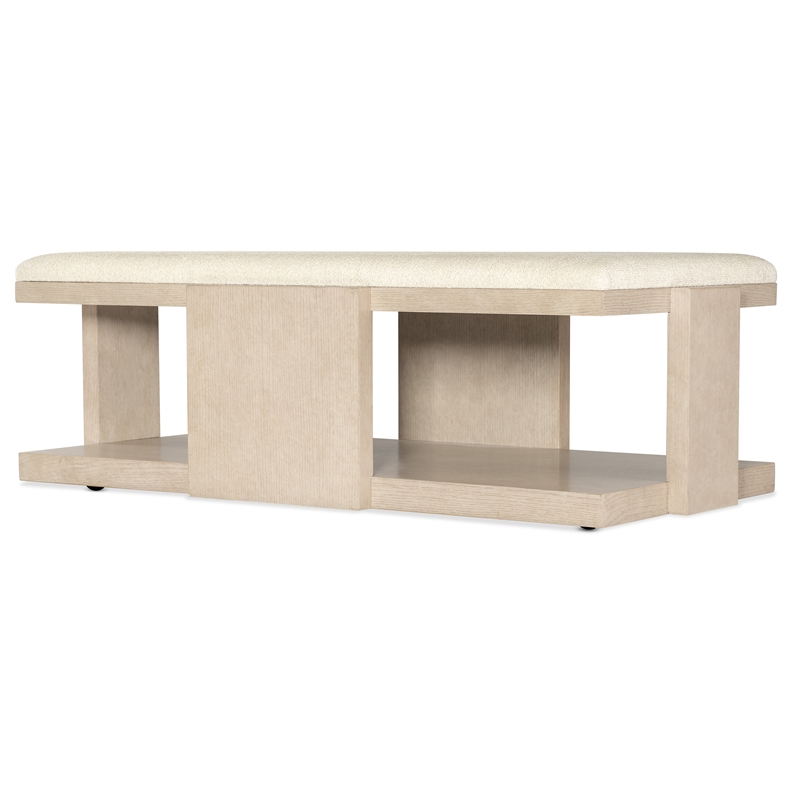 Bowery Hill Rectangle Cocktail Table with Fabric Top in Ivory