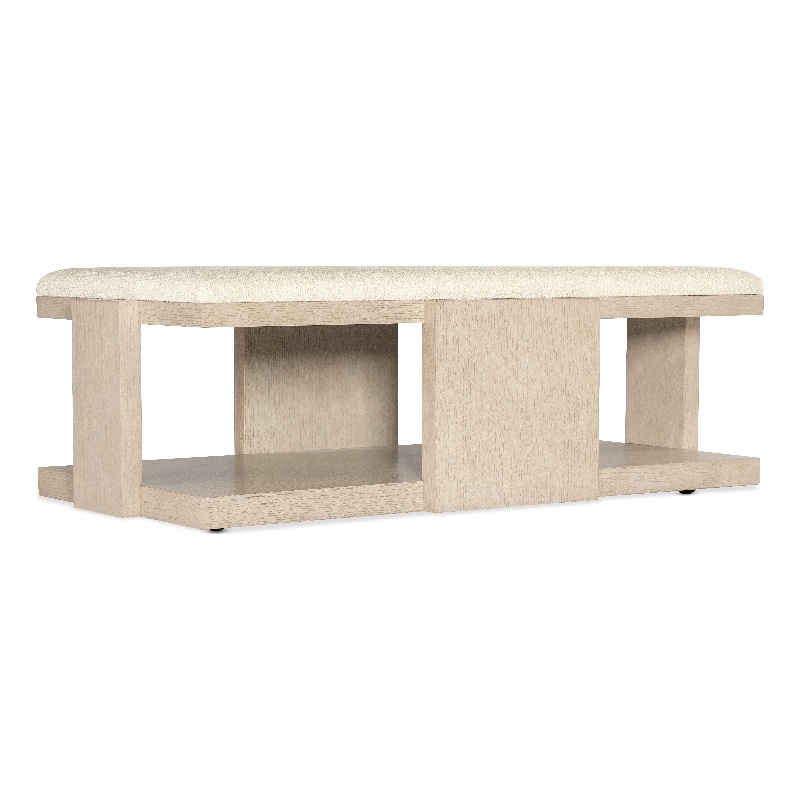 Bowery Hill Rectangle Cocktail Table with Fabric Top in Ivory