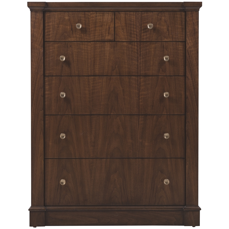 Bowery Hill 6-Drawer Bedroom Chest in Dark Figured Walnut Finish