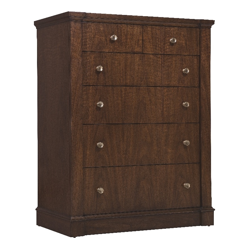 Bowery Hill 6-Drawer Bedroom Chest in Dark Figured Walnut Finish
