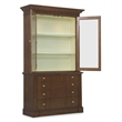 Bowery Hill Display Cabinet with LED-Lit Glass Doors in Dark Walnut