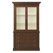 Bowery Hill Display Cabinet with LED-Lit Glass Doors in Dark Walnut