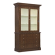 Bowery Hill Display Cabinet with LED-Lit Glass Doors in Dark Walnut