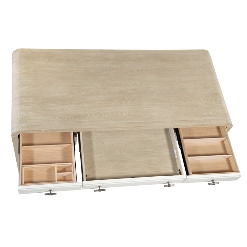 Bowery Hill Two-Tone Writing Desk with Keyboard Drawer in Natural Wood