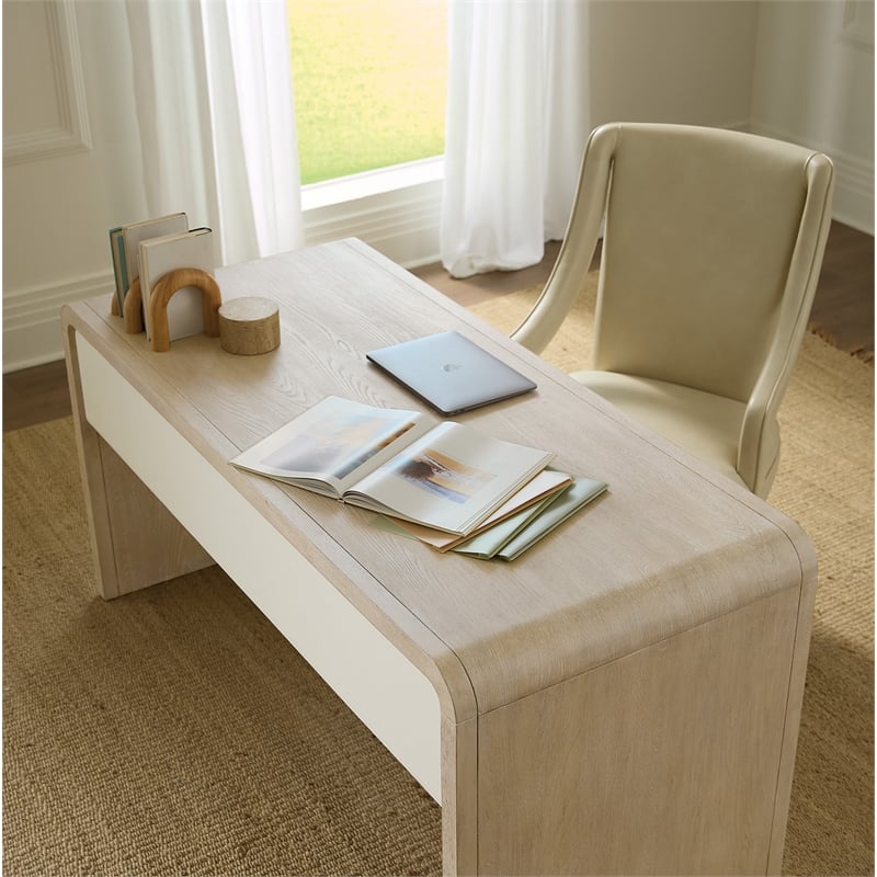 Bowery Hill Two-Tone Writing Desk with Keyboard Drawer in Natural Wood
