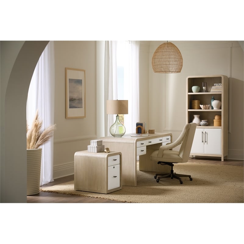 Bowery Hill Two-Tone Writing Desk with Keyboard Drawer in Natural Wood