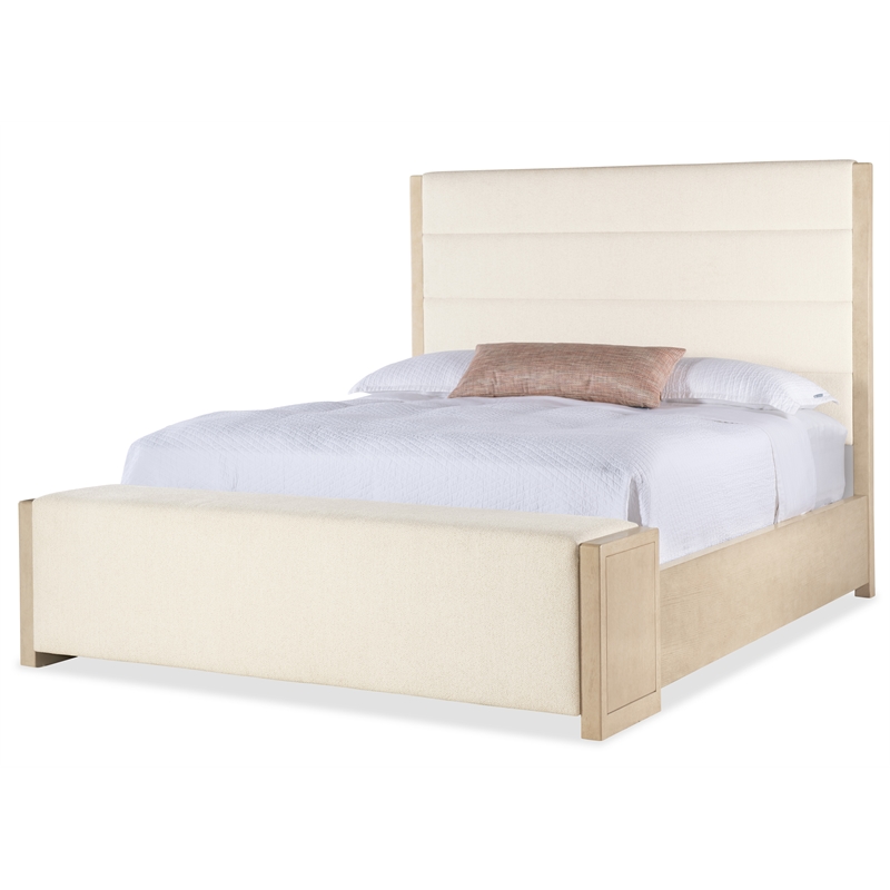 Bowery Hill California King Upholstered Storage Bed in Ivory Fabric