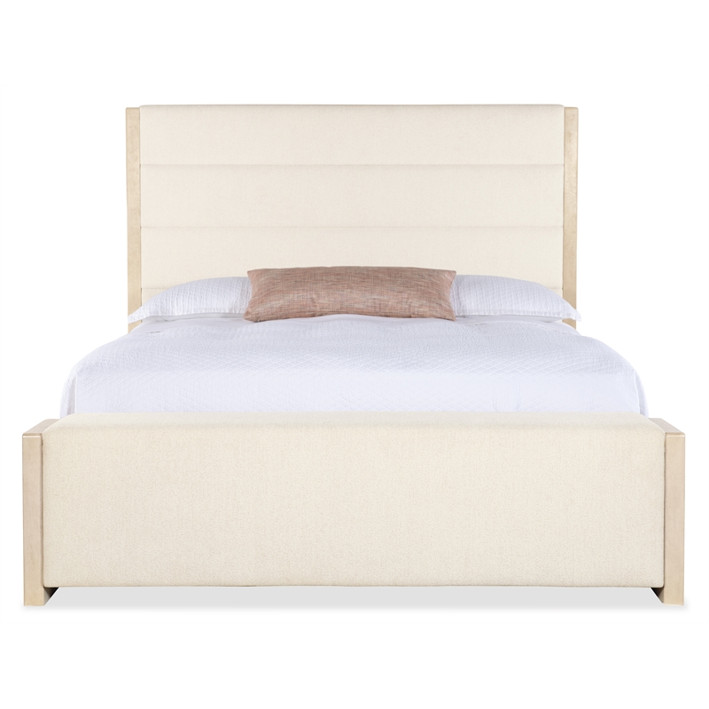 Bowery Hill California King Upholstered Storage Bed in Ivory Fabric