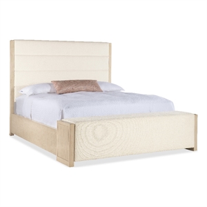 Bowery Hill California King Upholstered Storage Bed in Ivory Fabric