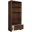 Bowery Hill Glass-Shelf Bookcase with File Drawer in Dark Walnut