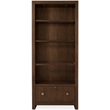 Bowery Hill Glass-Shelf Bookcase with File Drawer in Dark Walnut