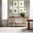 Bowery Hill Console Table with Metal Base in Medium Wood Finish