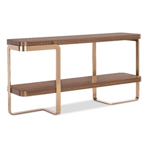 Bowery Hill Console Table with Metal Base in Medium Wood Finish