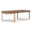 Bowery Hill Cocktail Table with Metal Base in Medium Wood Finish