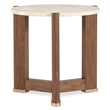 Bowery Hill Round Marble-Top End Table with Open-Frame Base in Medium
