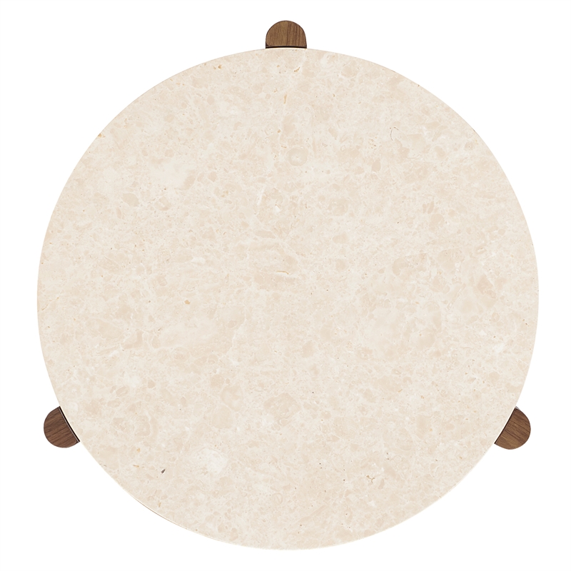 Bowery Hill Round Marble-Top End Table with Open-Frame Base in Medium